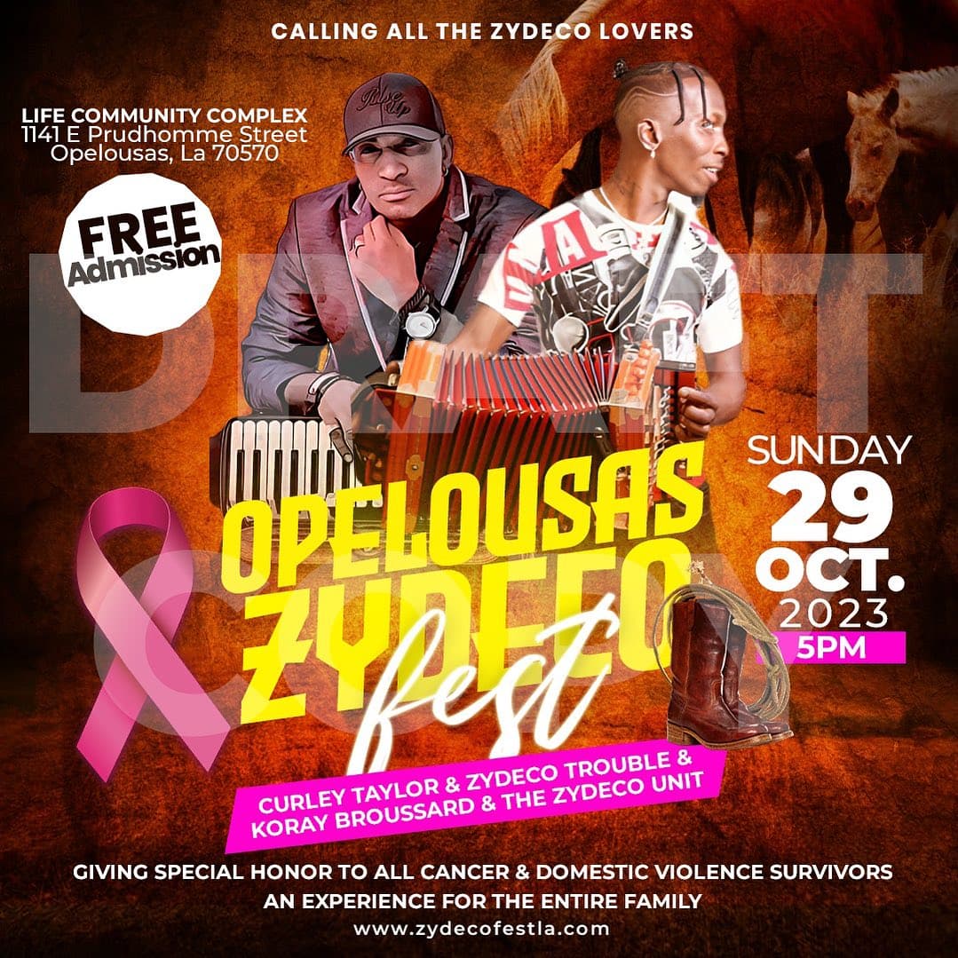 2023 Opelousas Zydeco Fest (Supporting Cancer & Domestic Violence Survivors) — poster 1