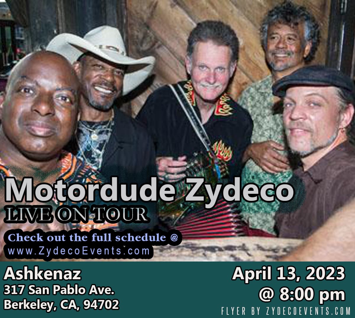 Motordude Zydeco - LIVE @ Ashkenaz — poster 1