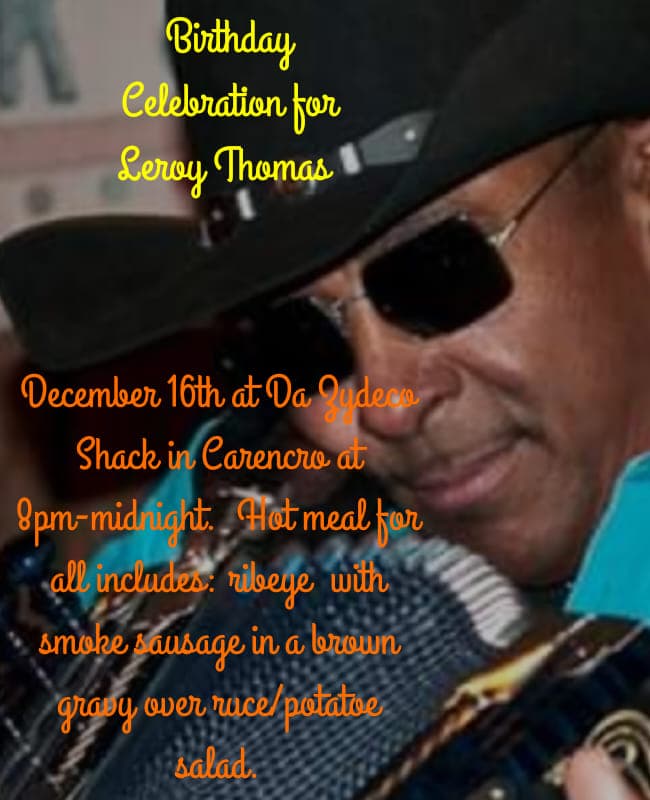 Leroy Thomas & the Zydeco Roadrunners - LIVE @ Da Zydeco Shack — poster 1