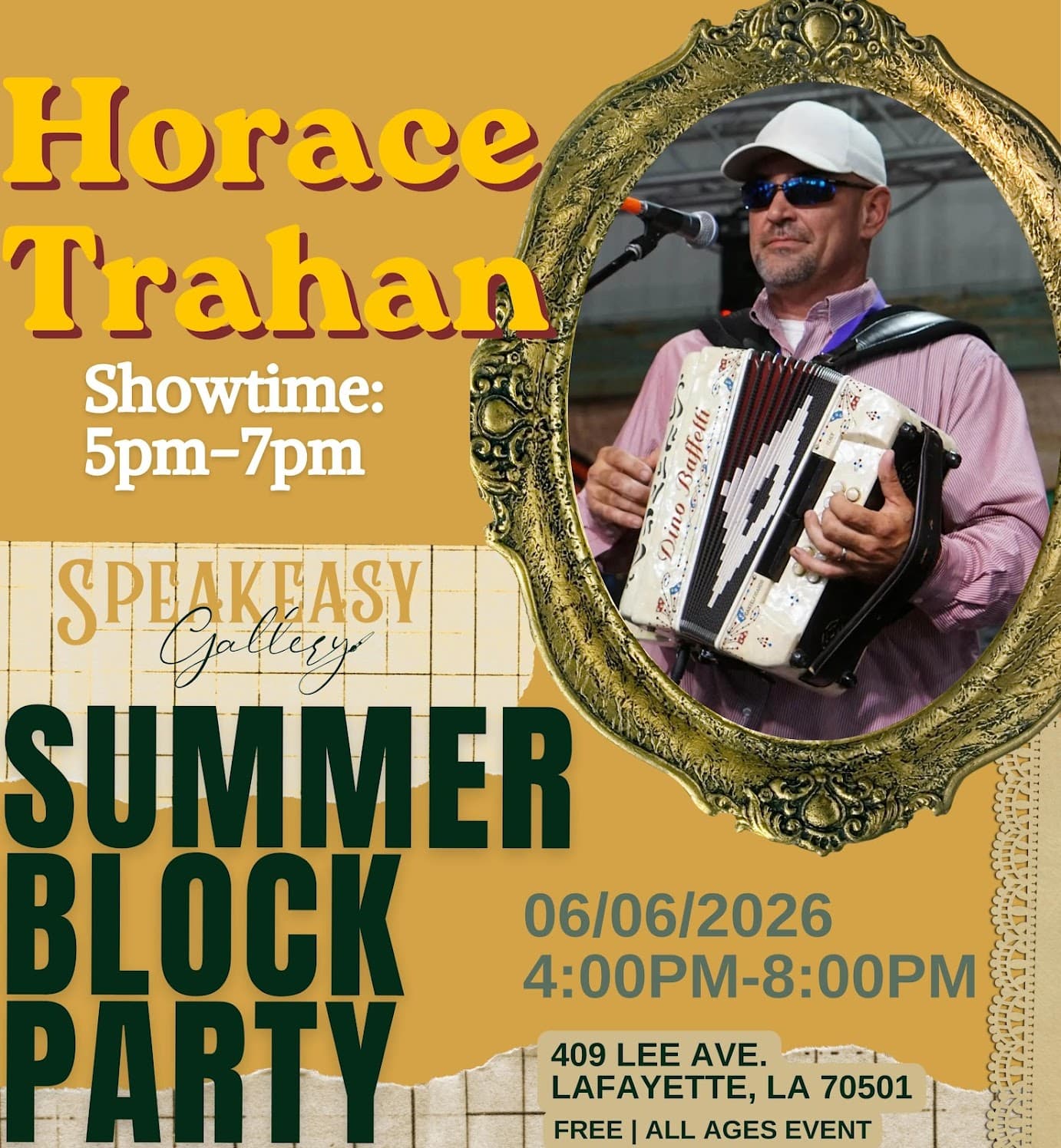 Horace Trahan & the Ossun Express - LIVE @ Speak Easy Gallery Block Party — poster 1
