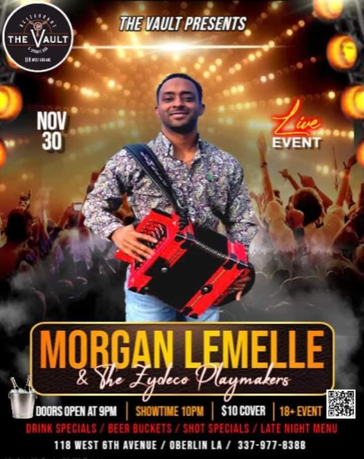 The Vault Presents:  Morgan Lemelle & the Zydeco Playmakers - LIVE — poster 1
