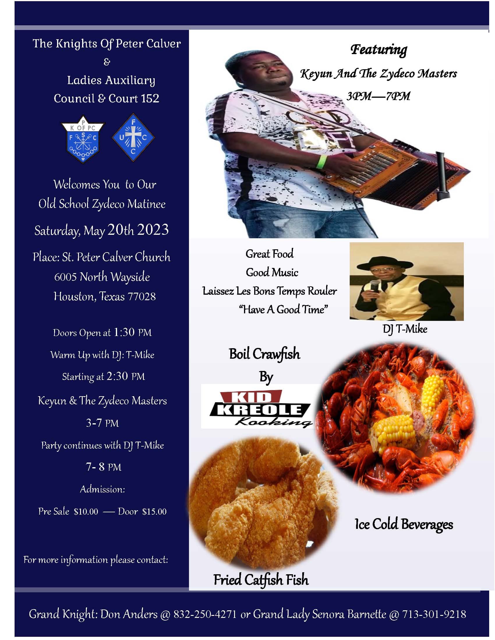2023 Knights of Peter Claver & Ladies Auxillary Coucil & Court 152 Old School Zydeco Matinee — poster 1
