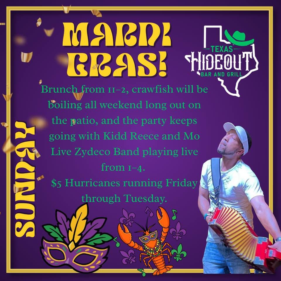 Kidd Reece & Mo Live Zydeco - LIVE @ Texas Hideout Mardi Gras — poster 1