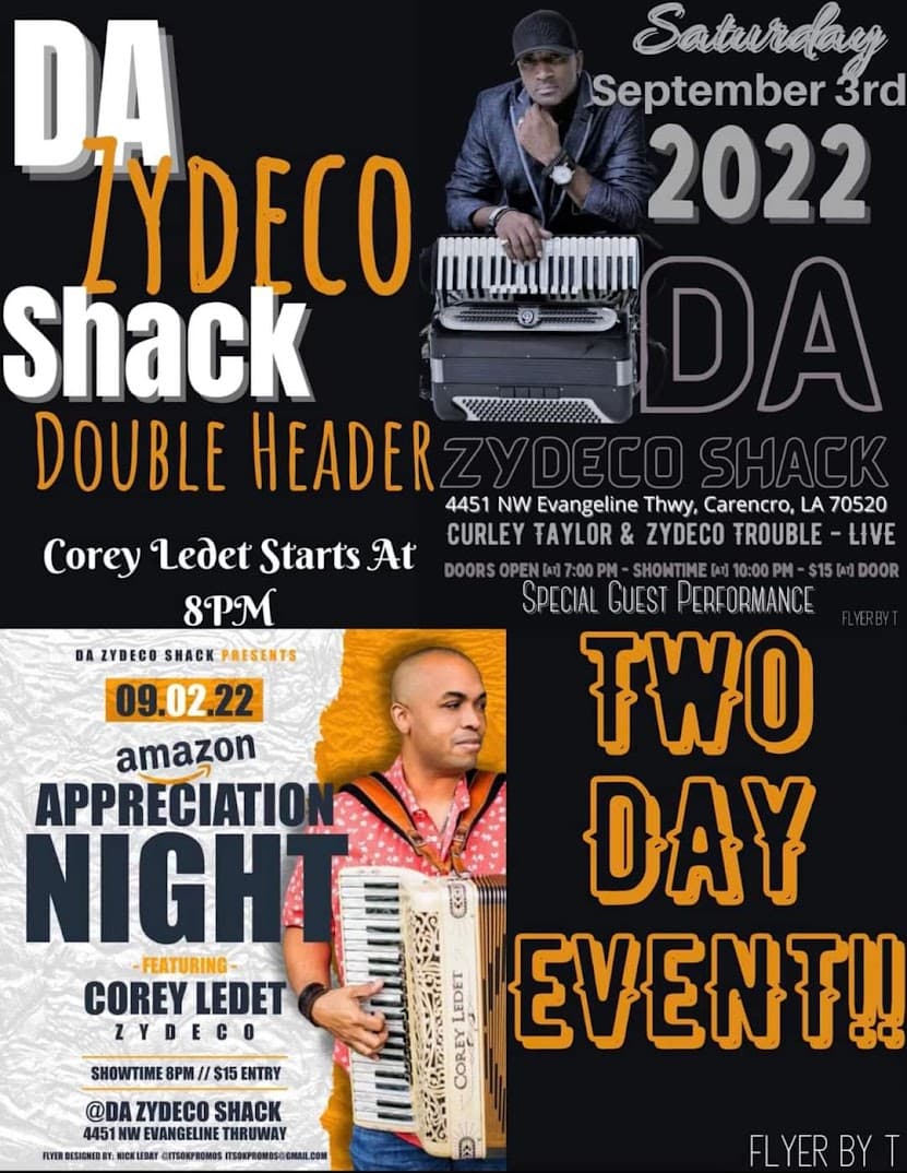 Da Zydeco Shack Labor Day Weekend Double Header — poster 1