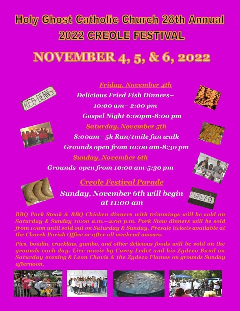 28th Annual Holy Ghost Catholic Church Creole Festival & Parade — poster 1