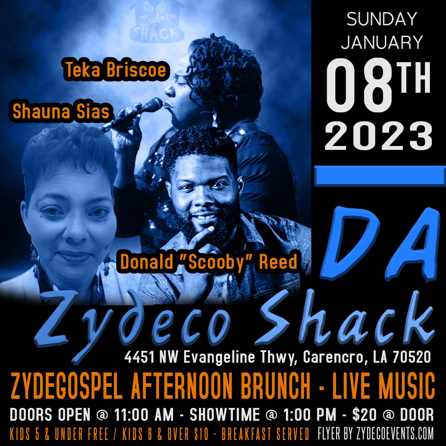 Zydegospel Afternoon Brunch @ Da Zydeco Shack — poster 1