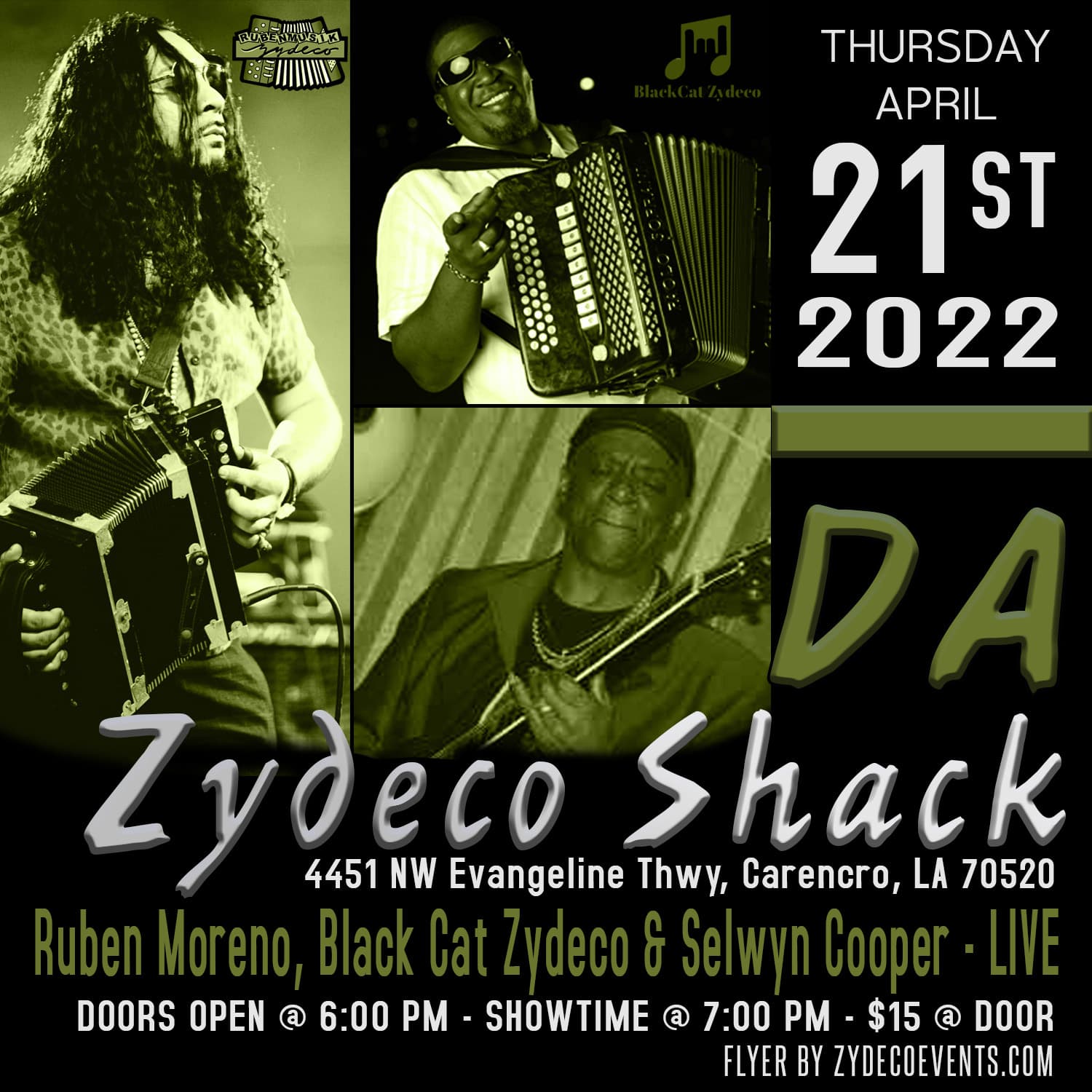 Da Zydeco Shack Presents: Black Cat Zydeco, Ruben Moreno, Selwyn Cooper — poster 1