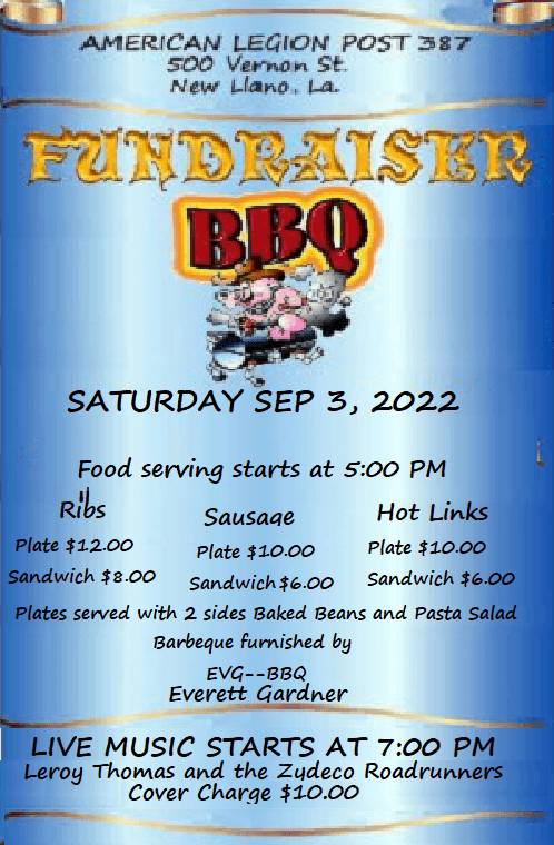 American Legion Post 387 BBQ Fundraiser — poster 1