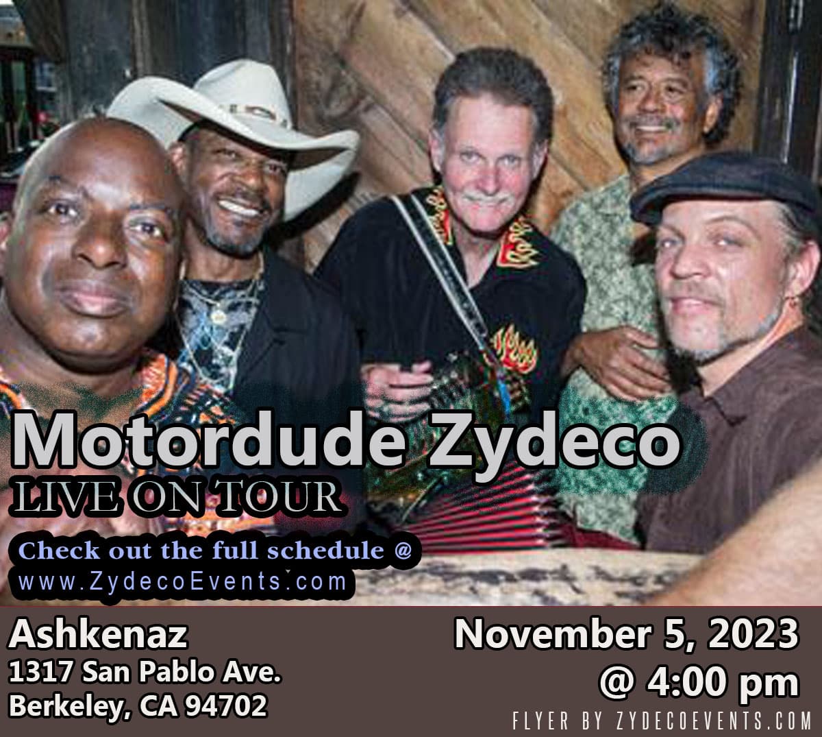 Motordude Zydeco - LIVE @ Ashkenaz — poster 1