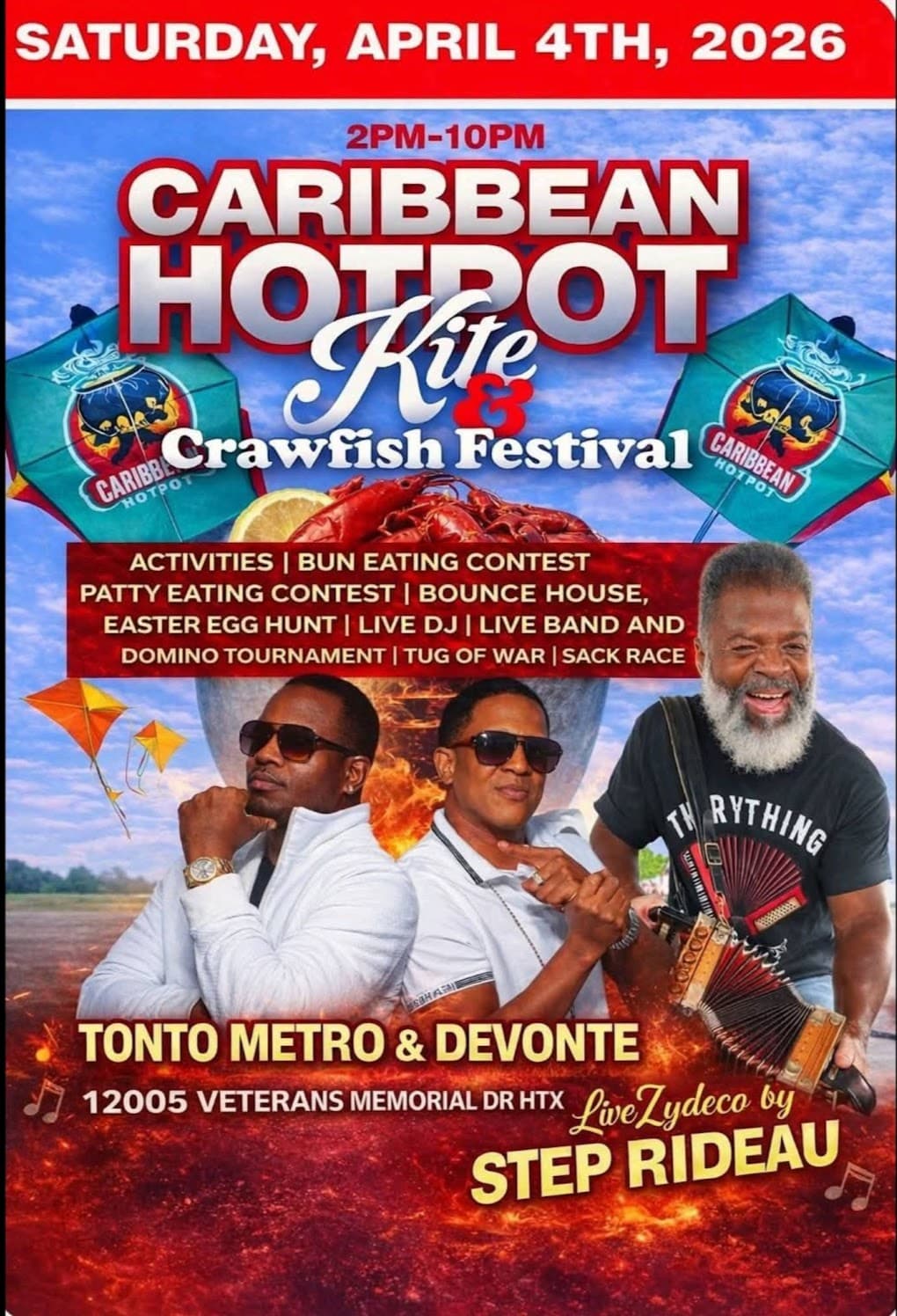 Step Rideau & the Zydeco Outlaws - LIVE @ 2026 Caribbean Hotpot Kite & Crawfish Festival — poster 1