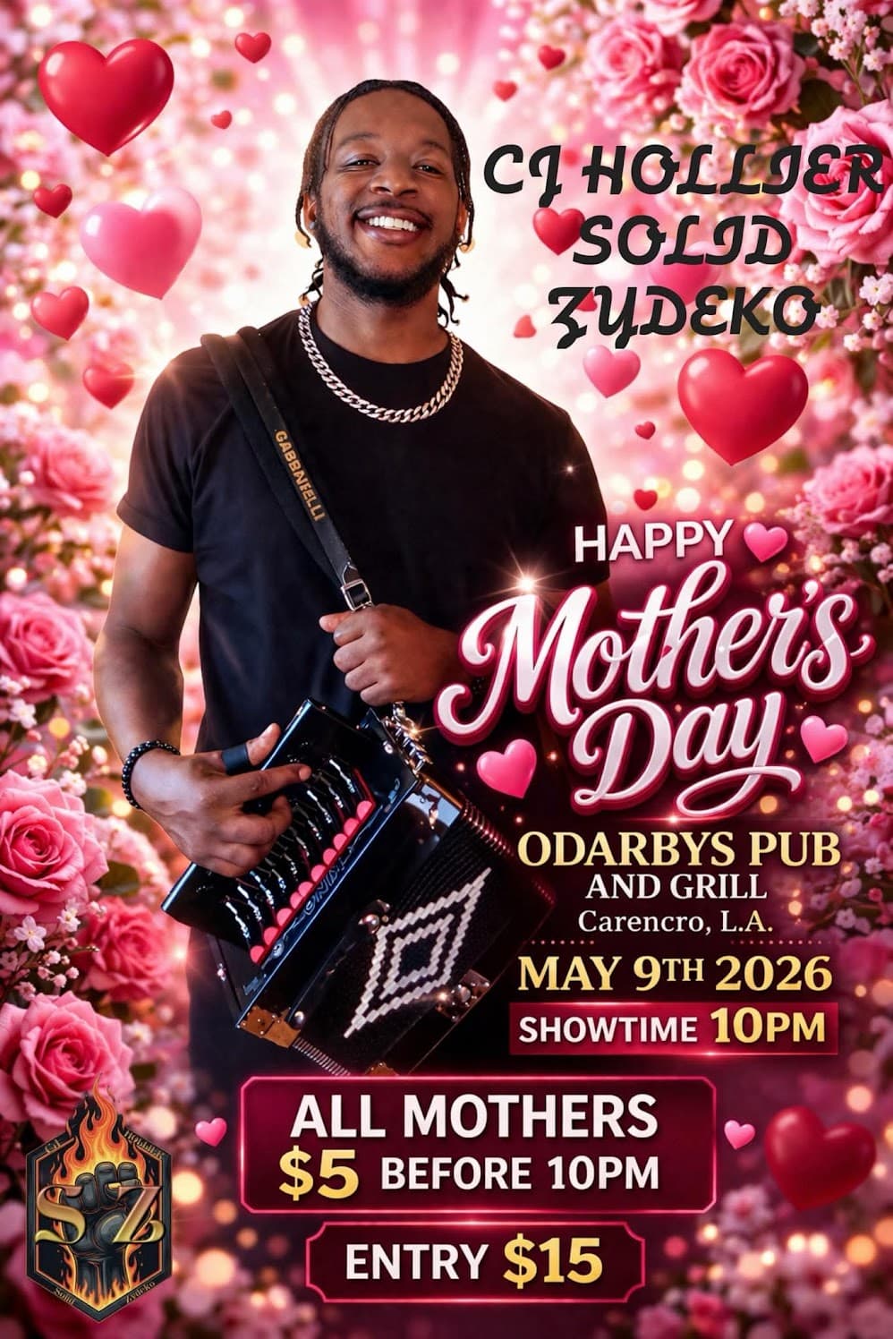 CJ Hollier & the Solid Zydeco Band - LIVE @ O'Darby's — poster 1