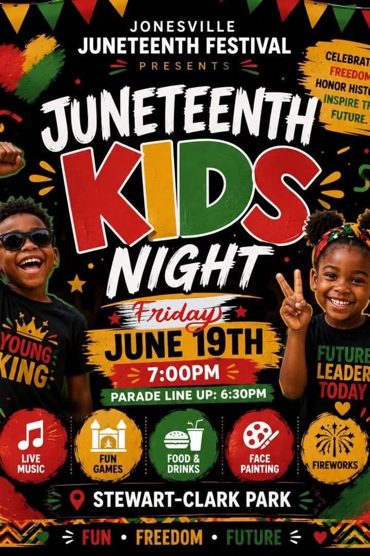 2026 Jonesville Juneteenth Festival - Kids Night — poster 1