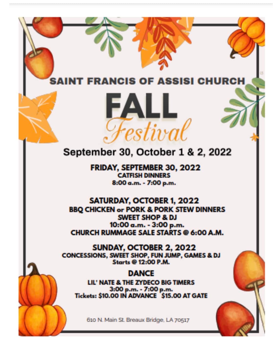 2022 St. Francis of Assisi Fall Festival — poster 1