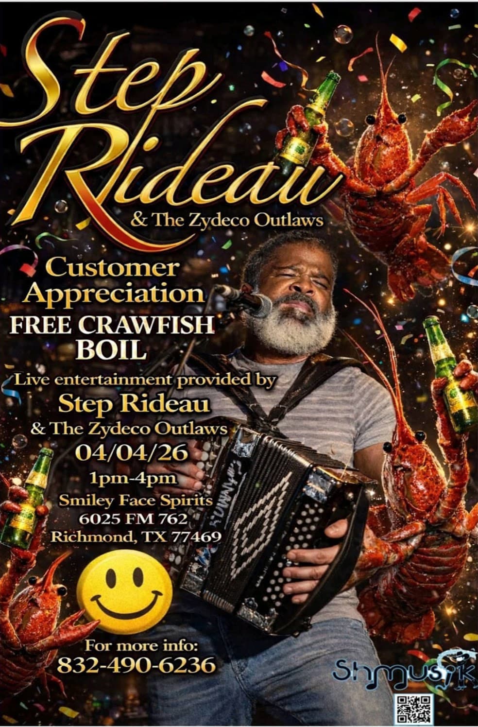 Step Rideau & the Zydeco Outlaws Customer Appreciation Free Crawfish Boil — poster 1