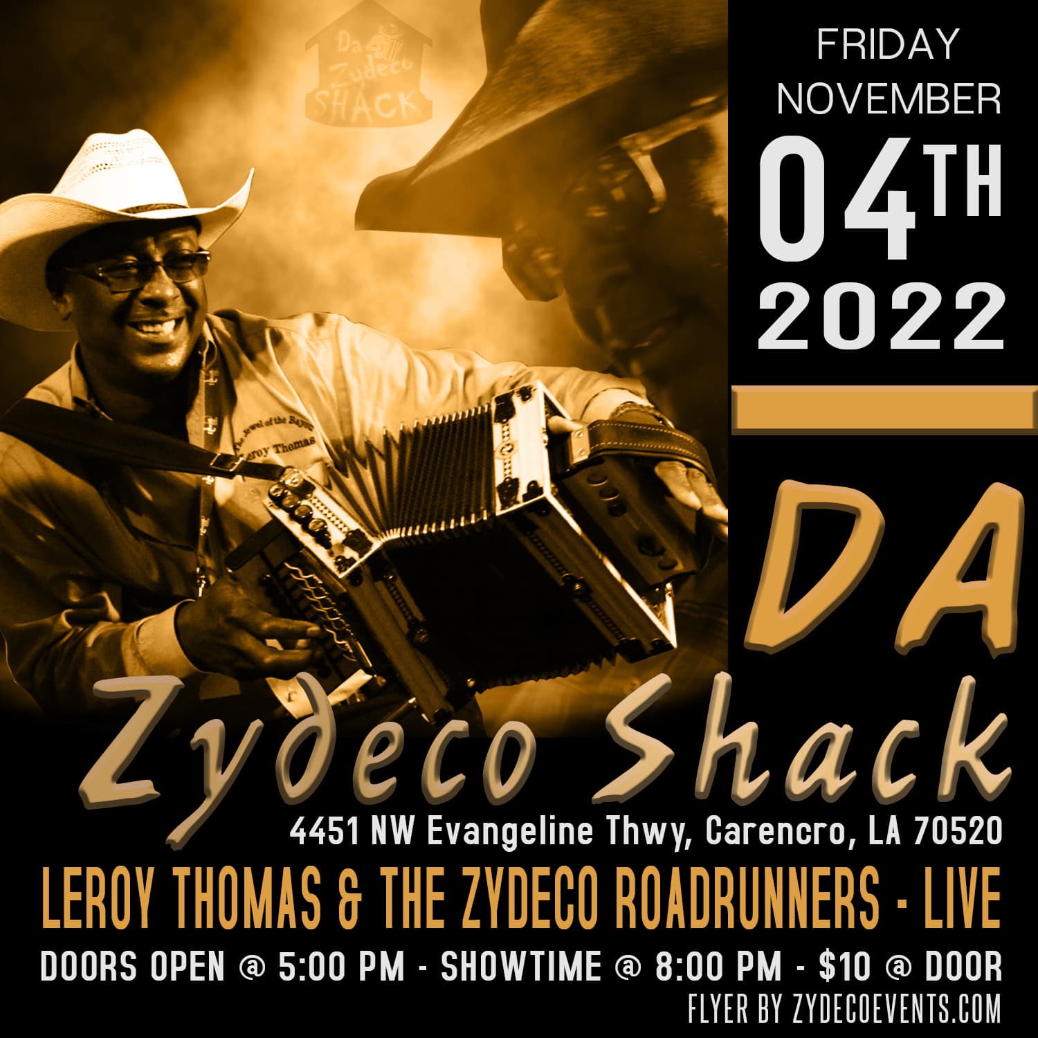 Leroy Thomas & the Zydeco Roadrunners - LIVE @ Da Zydeco Shack — poster 1