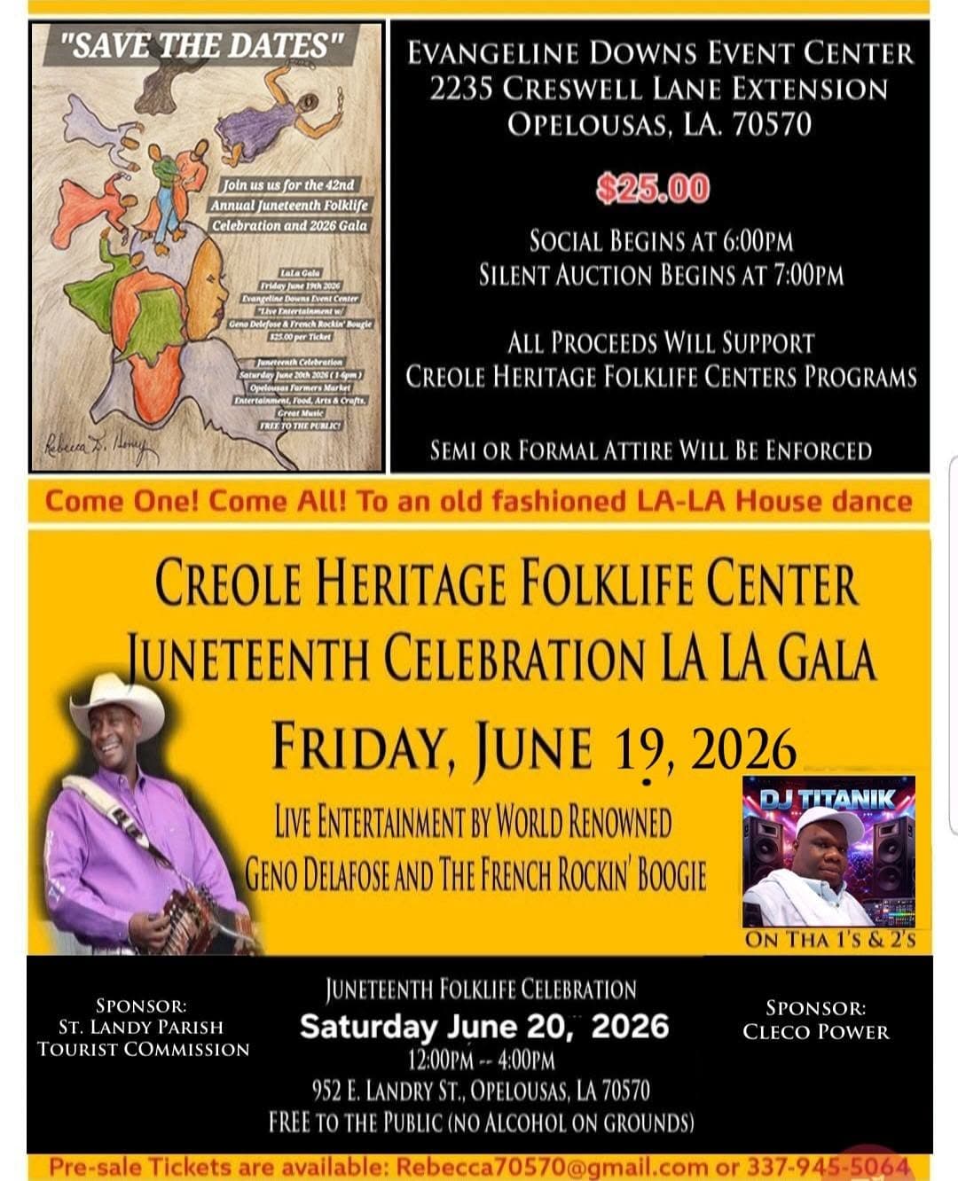 Creole Heritage Folklife Center Presents: 2026 Juneteenth Celebration LA LA Gala — poster 1