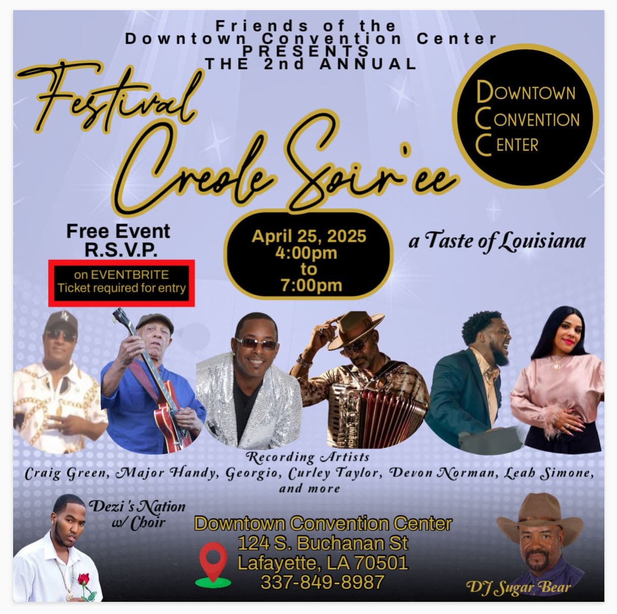 Friends of the Downtown Convention Center Presents: 2nd Annual Festival Creole Soir'ee — poster 1