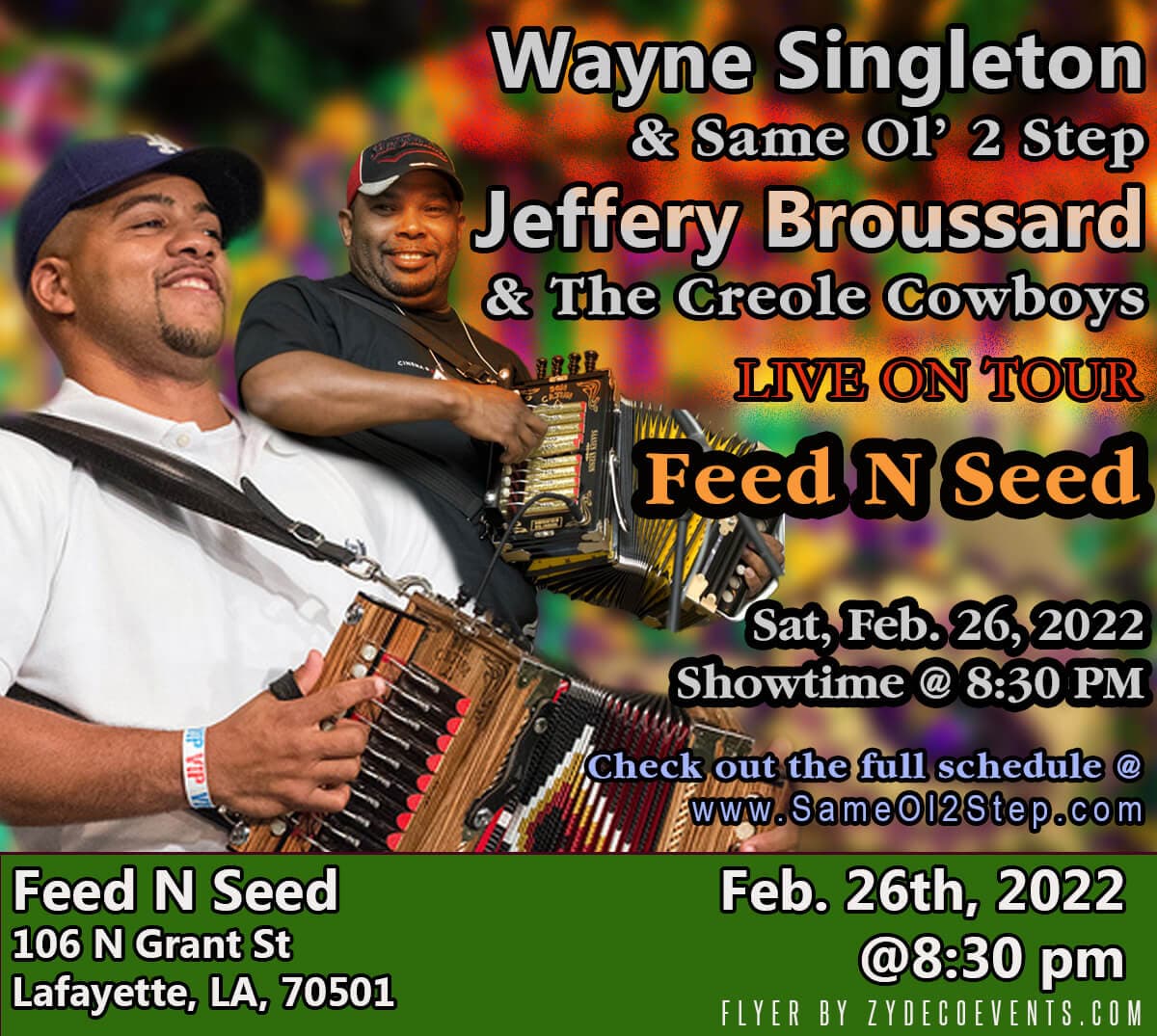 Party Gras @ Feed N Seed - Jeffrey Broussard & Wayne Singleton — poster 1