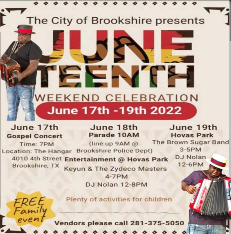 2022 City of Brookshire Juneteenth Celebration — poster 1