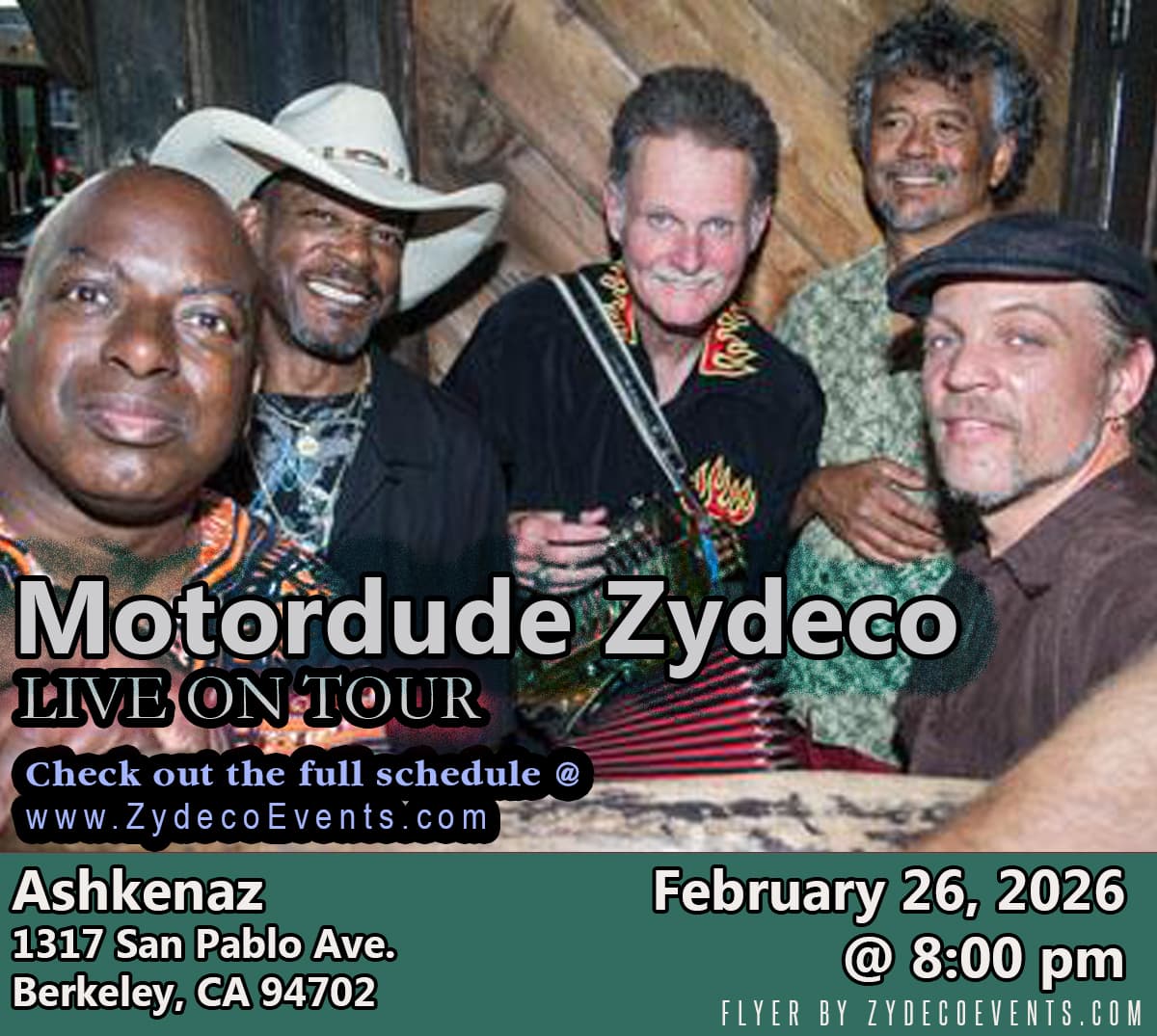 Motordude Zydeco - LIVE @ Ashkenaz — poster 1