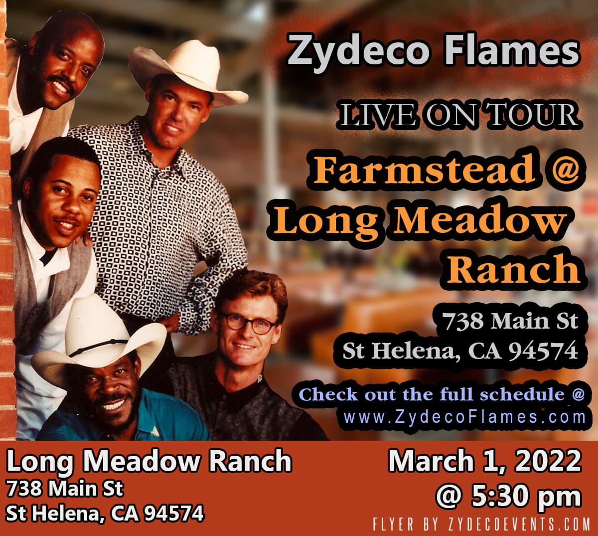 Zydeco Flames - LIVE @ Farmstead @ Long Meadow Ranch — poster 1