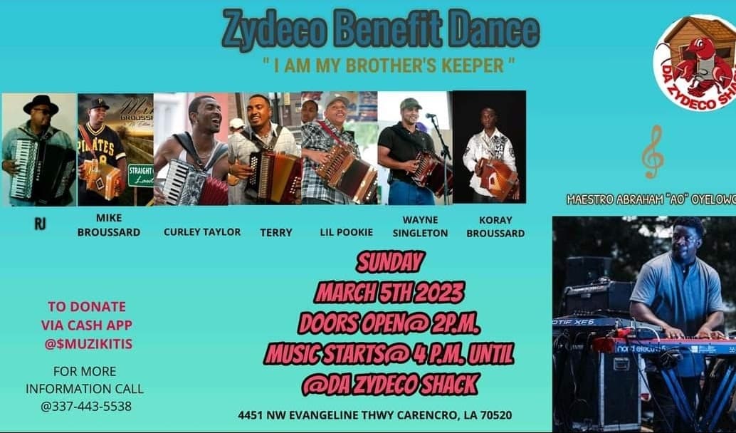 Zydeco Benefit Dance for Maestro Abraham "AO" Oyelowo — poster 1