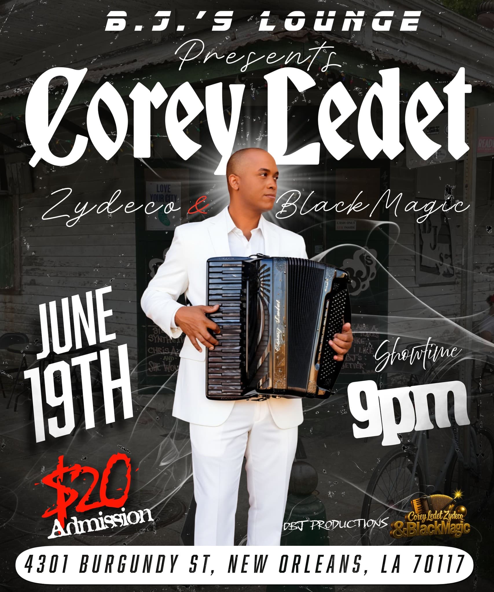 Corey Ledet & Black Magic - LIVE @ BJ's Lounge — poster 1