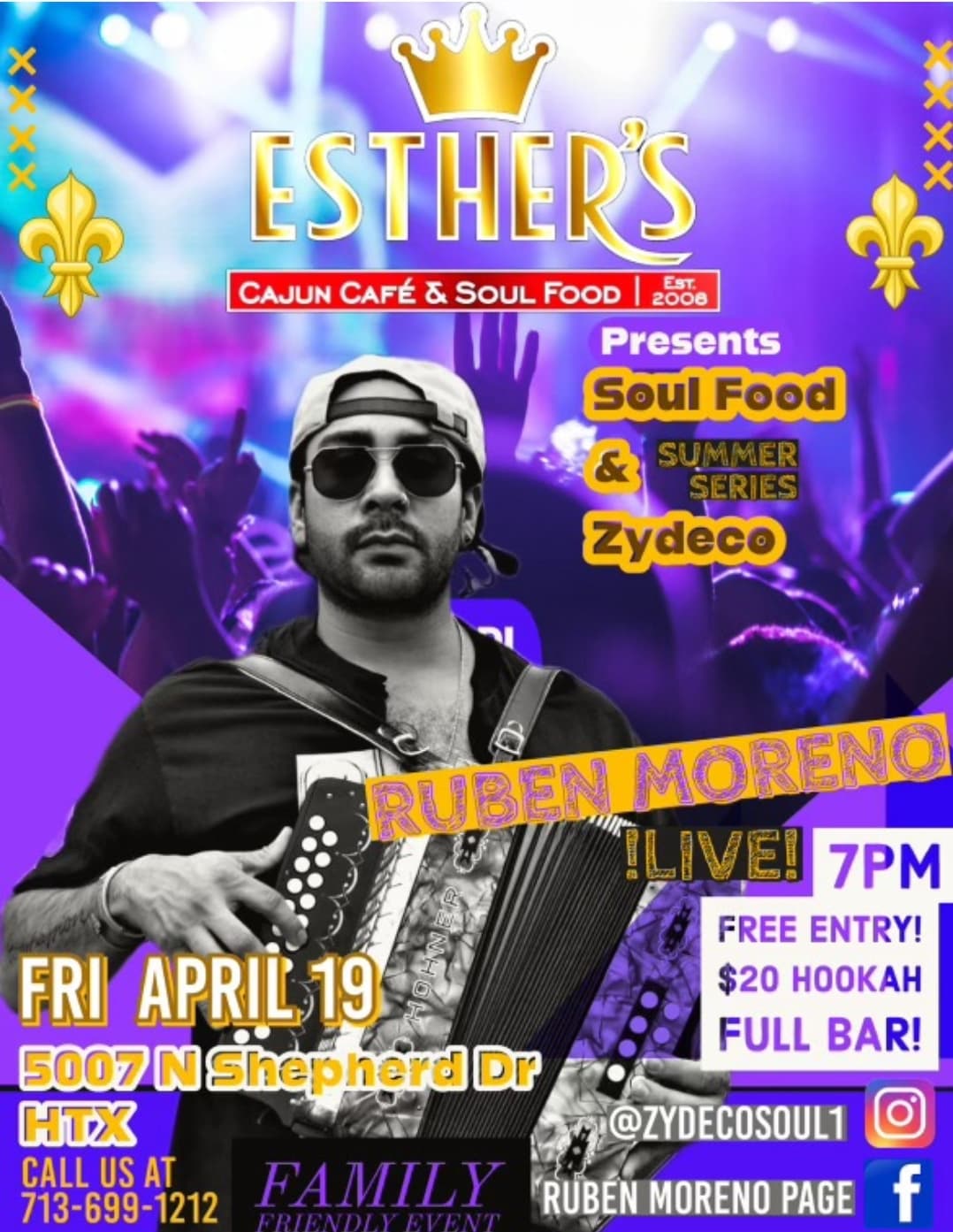 Ruben Moreno - LIVE @ Esther's Cajun Cafe — poster 1