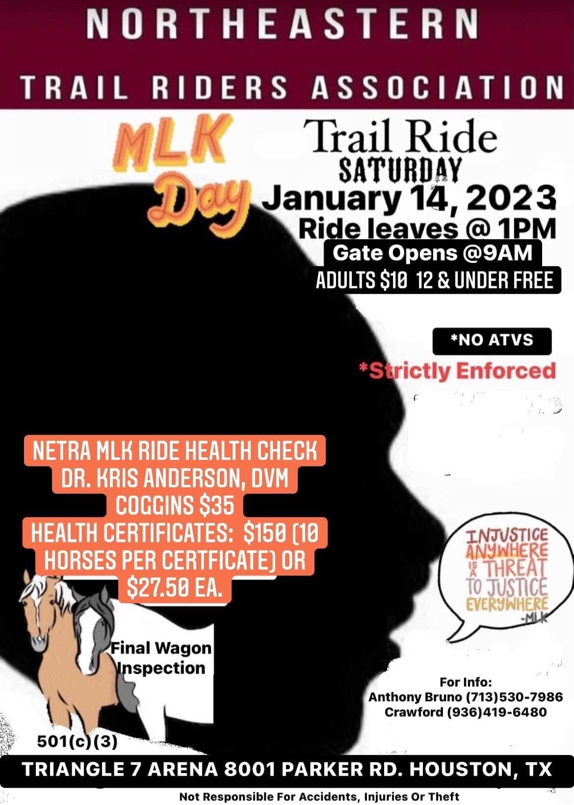 Northeastern Trail Riders Association - MLK Day Trail Ride — poster 1