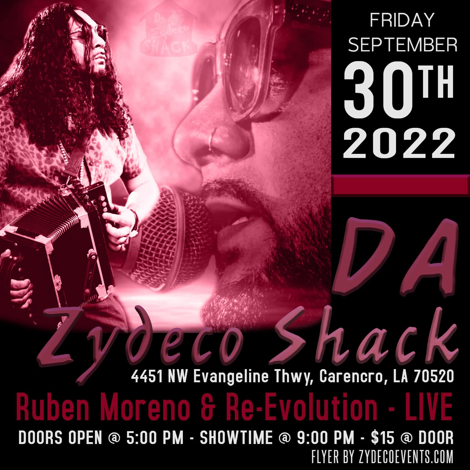 Ruben Moreno & Re-Evolution - LIVE @ Da Zydeco Shack — poster 1