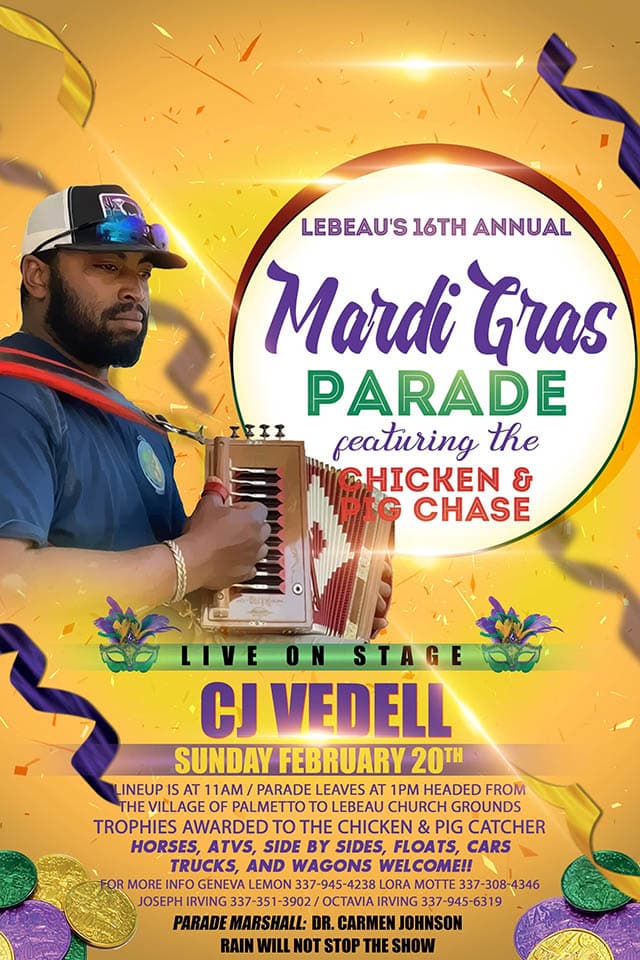 16th Annual Lebeau Mardi Gras Festival — poster 1