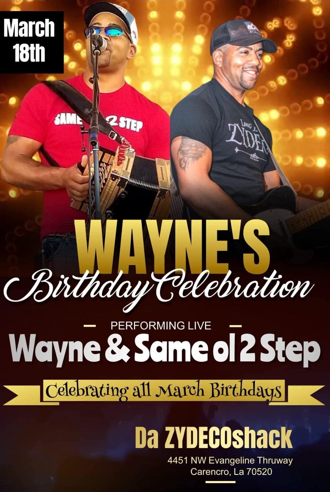 Wayne's Birthday Bash @ Da Zydeco Shack — poster 1