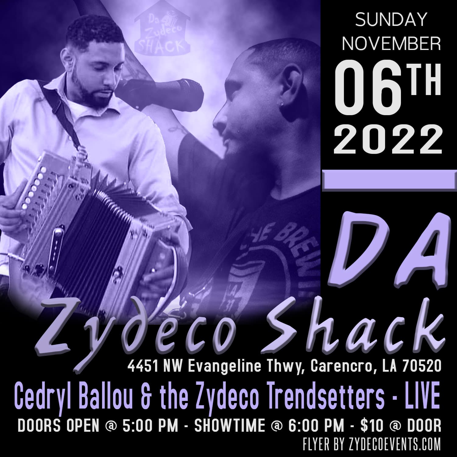 Cedryl Ballou & the Zydeco Trendsetters - LIVE @ Da Zydeco Shack — poster 1