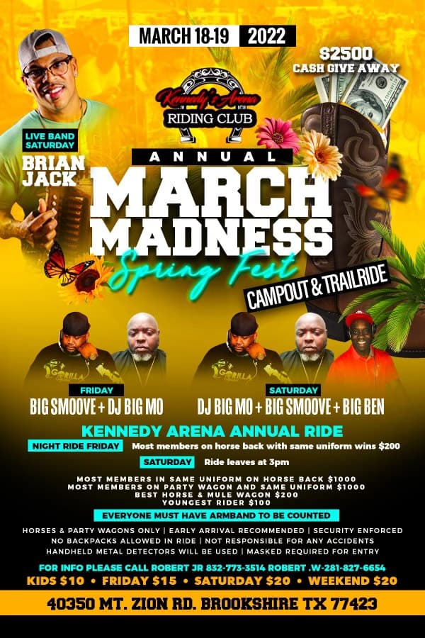 Kennedy's Arena Riding Club Annual March Madness Campout & Trailride — poster 1