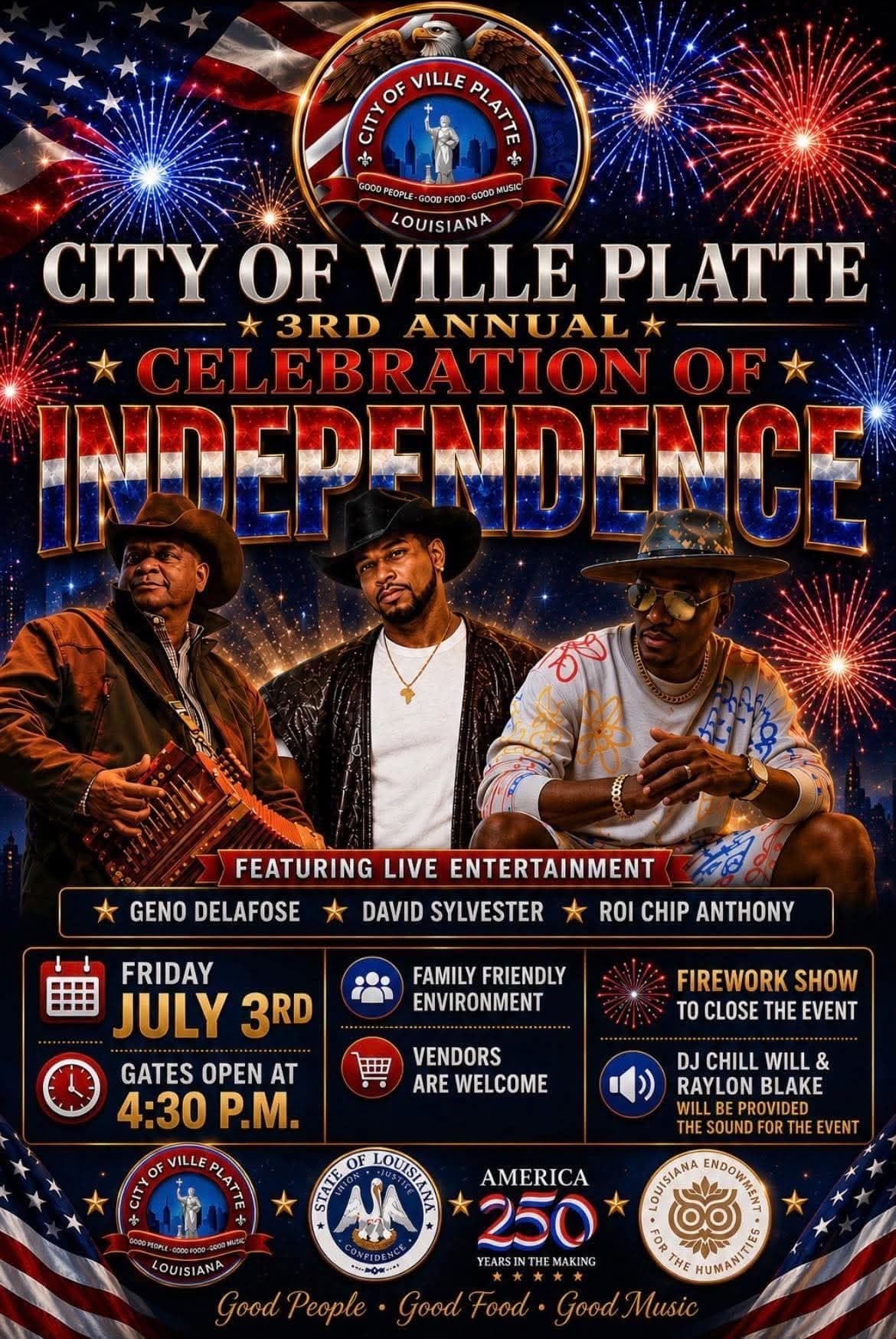 3rd Annual City of Ville Platte 4th of July Celebration — poster 1