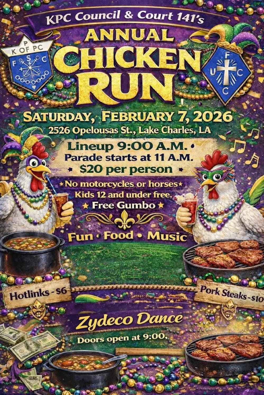 KPC Council & Court 141 Present: Annual Chicken Run & Parade — poster 1