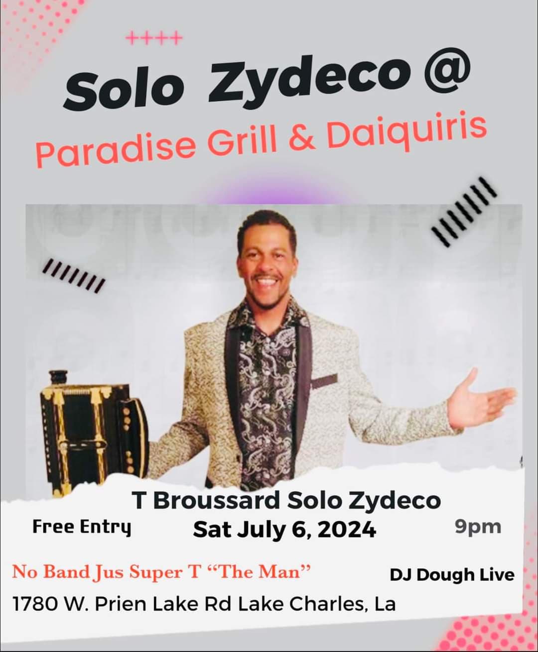 T Broussard (Solo Performance) - LIVE @ Paradise Grill — poster 1