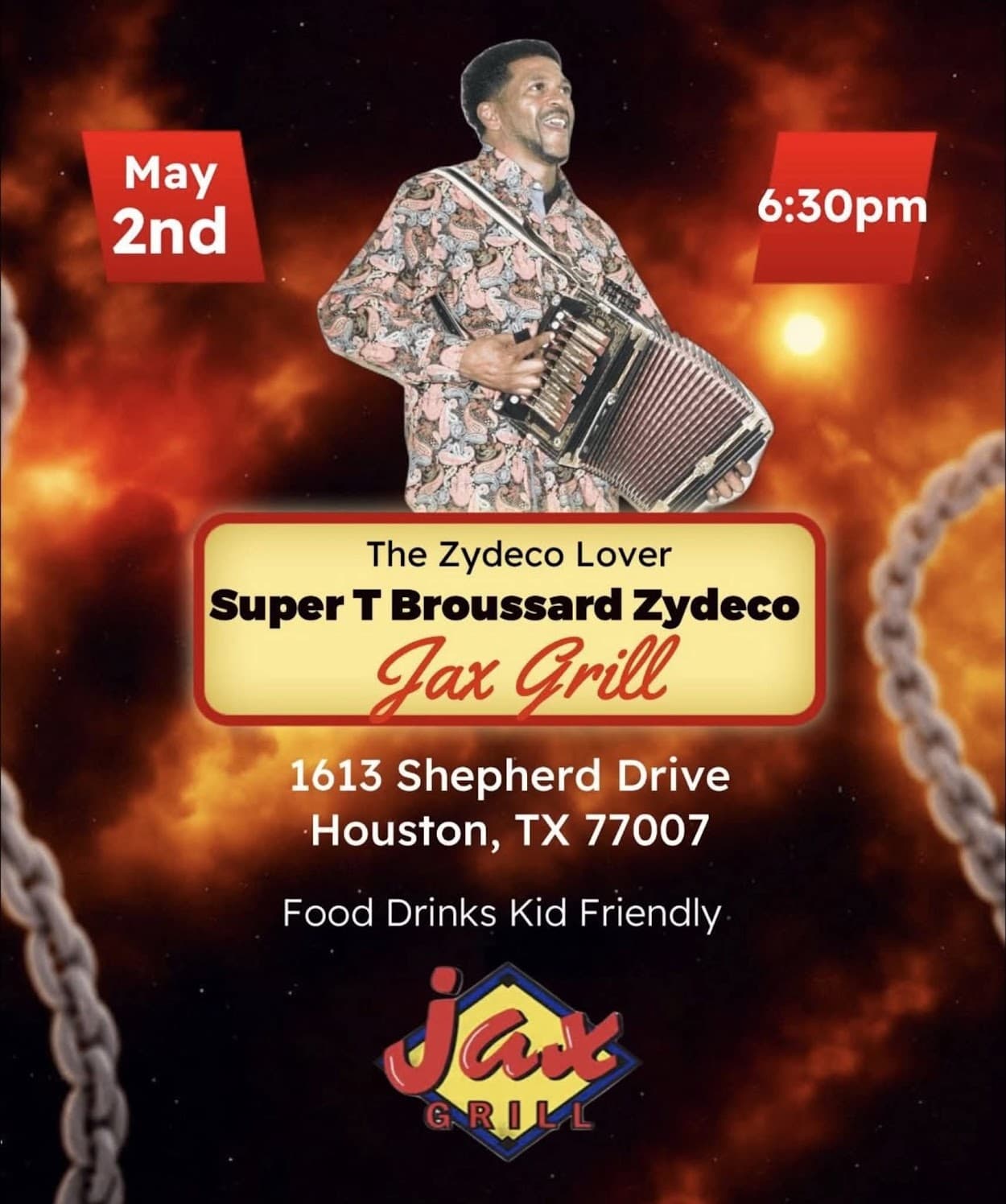 T Broussard & the Zydeco Steppers - LIVE @ Jax Bar — poster 1