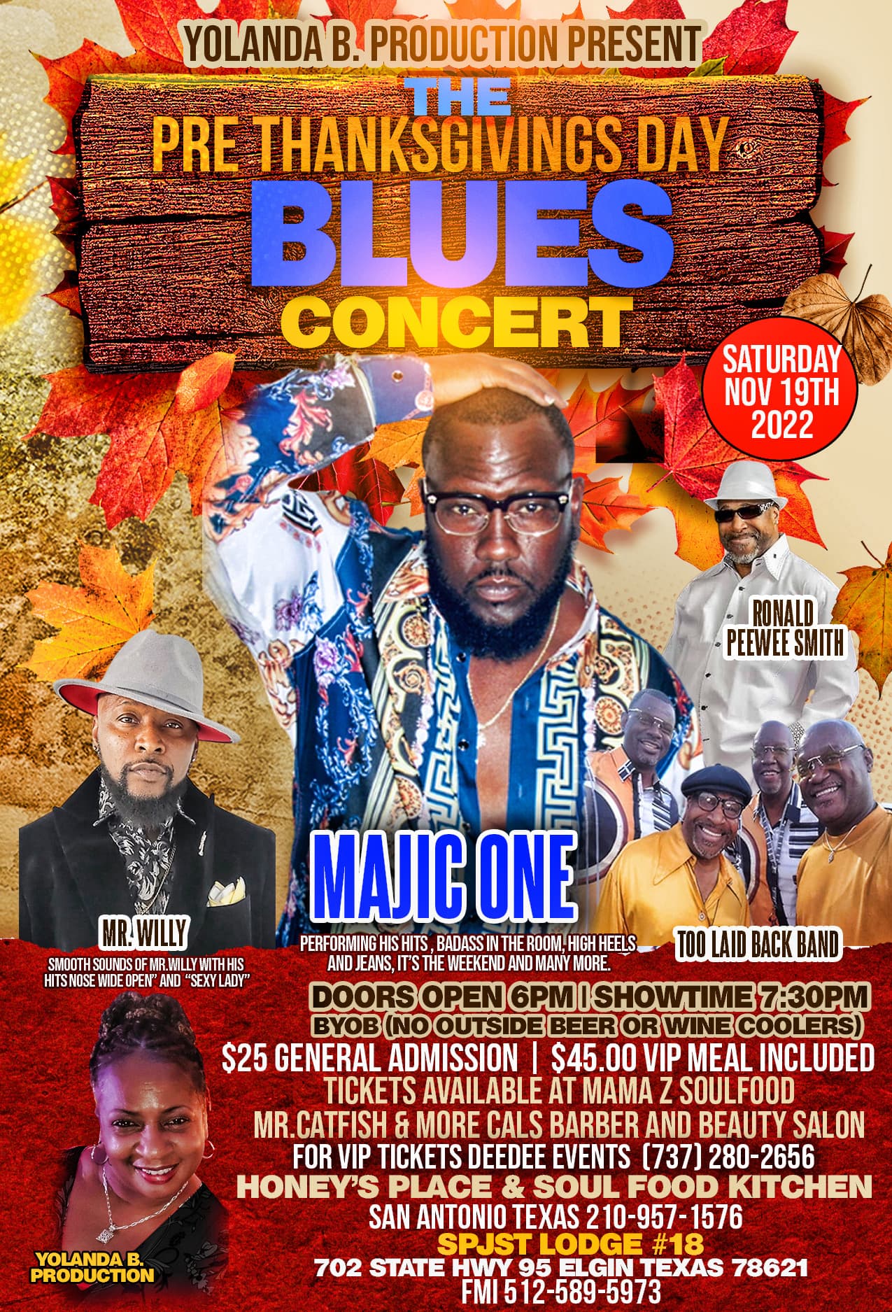 Yolanda B Productions Presents: The Pre Thanksgiving Blues Concert — poster 1