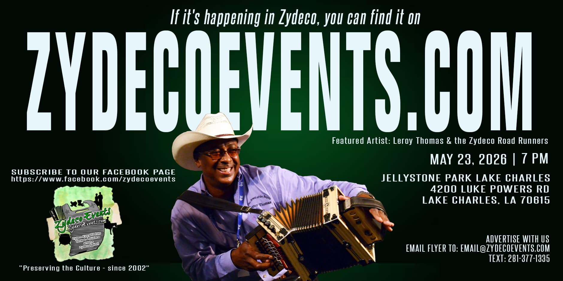 Leroy Thomas & the Zydeco Roadrunners - LIVE @ Jellystone Park Lake Charles — poster 1