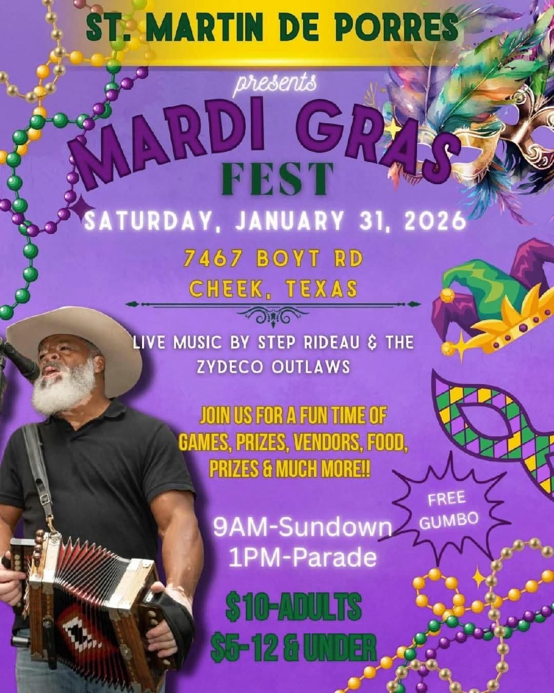 2026 St Martin De Porres Mardi Gras Fest — poster 1