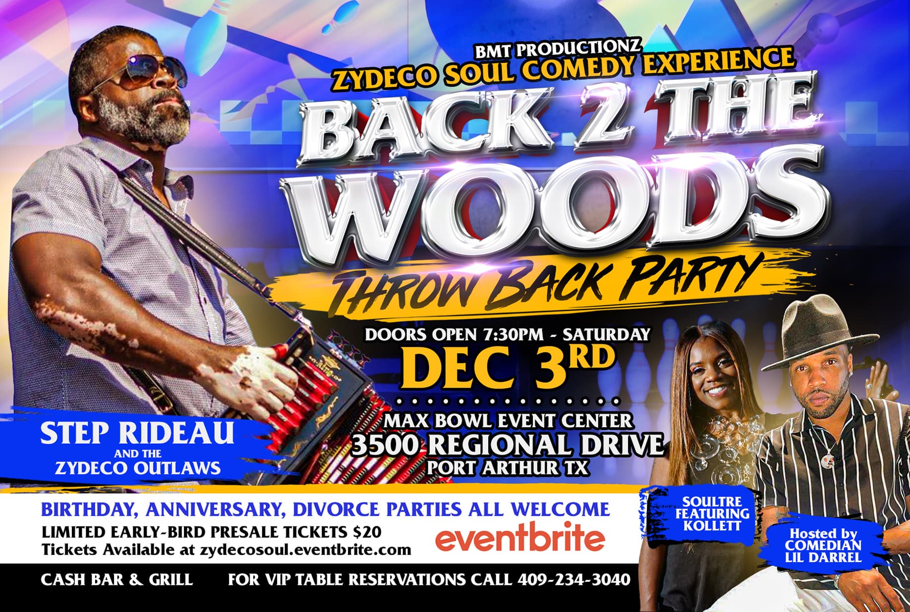 Zydeco Soul Comedy Experience Back 2 The Woods Throwback Party — poster 1