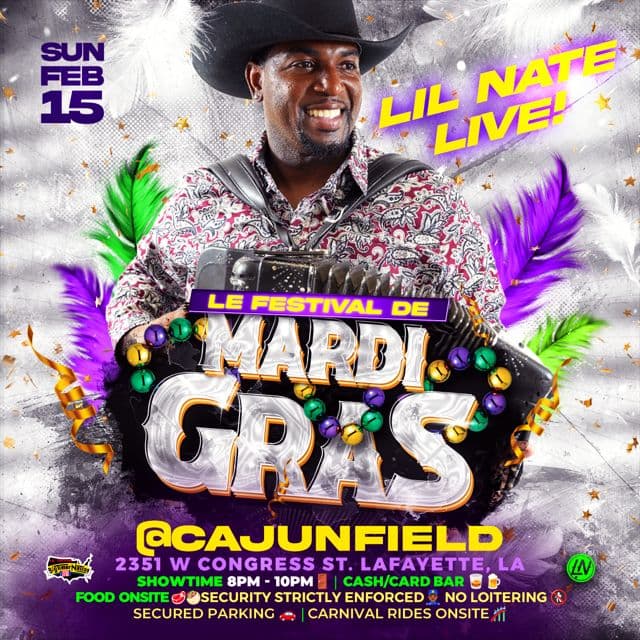 Lil Nate & the Zydeco Big Timers - LIVE @ 2026 Le Festival De Mardi Gras — poster 1