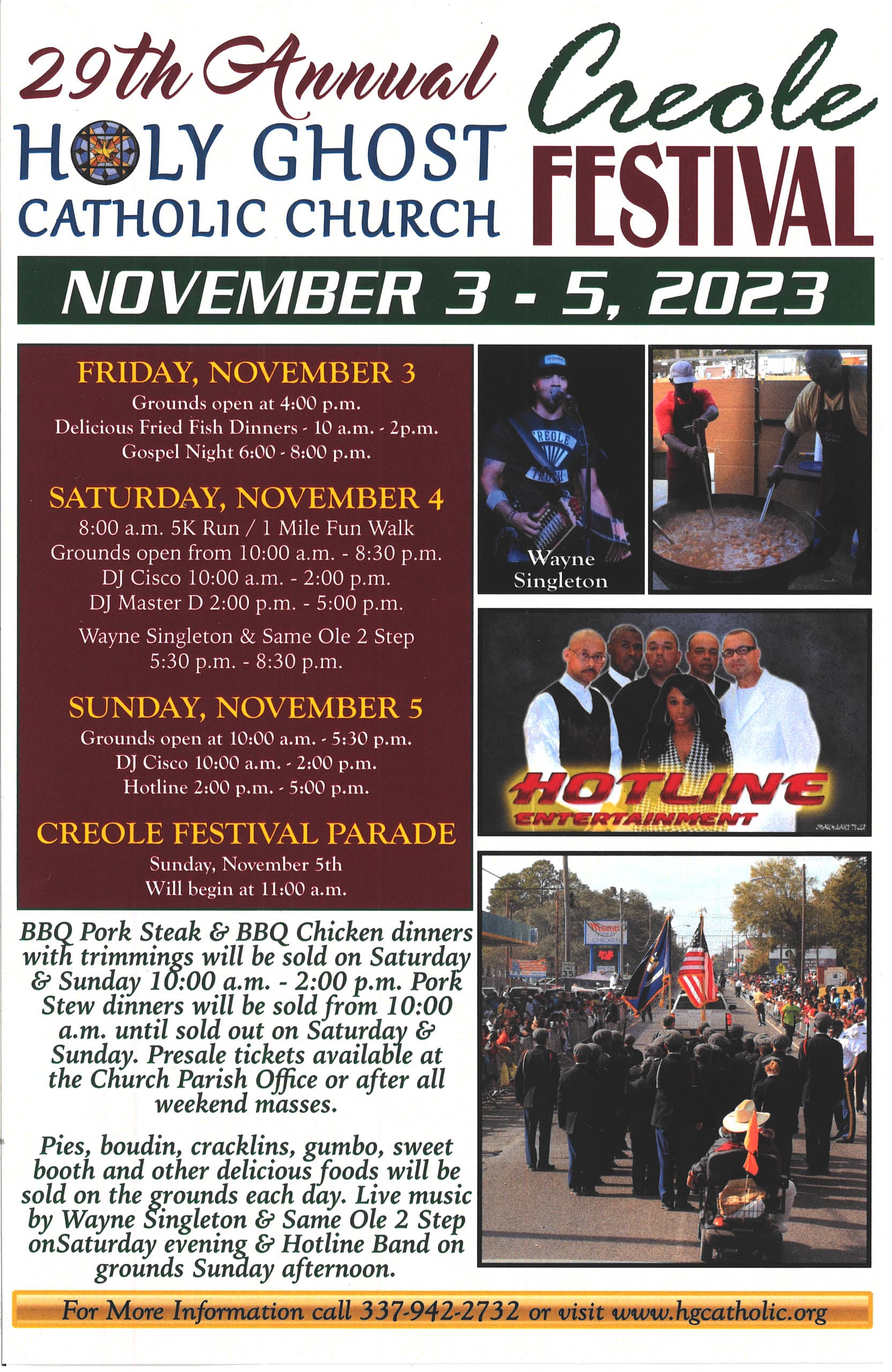 29th Annual Holy Ghost Catholic Church Creole Festival & Parade — poster 1