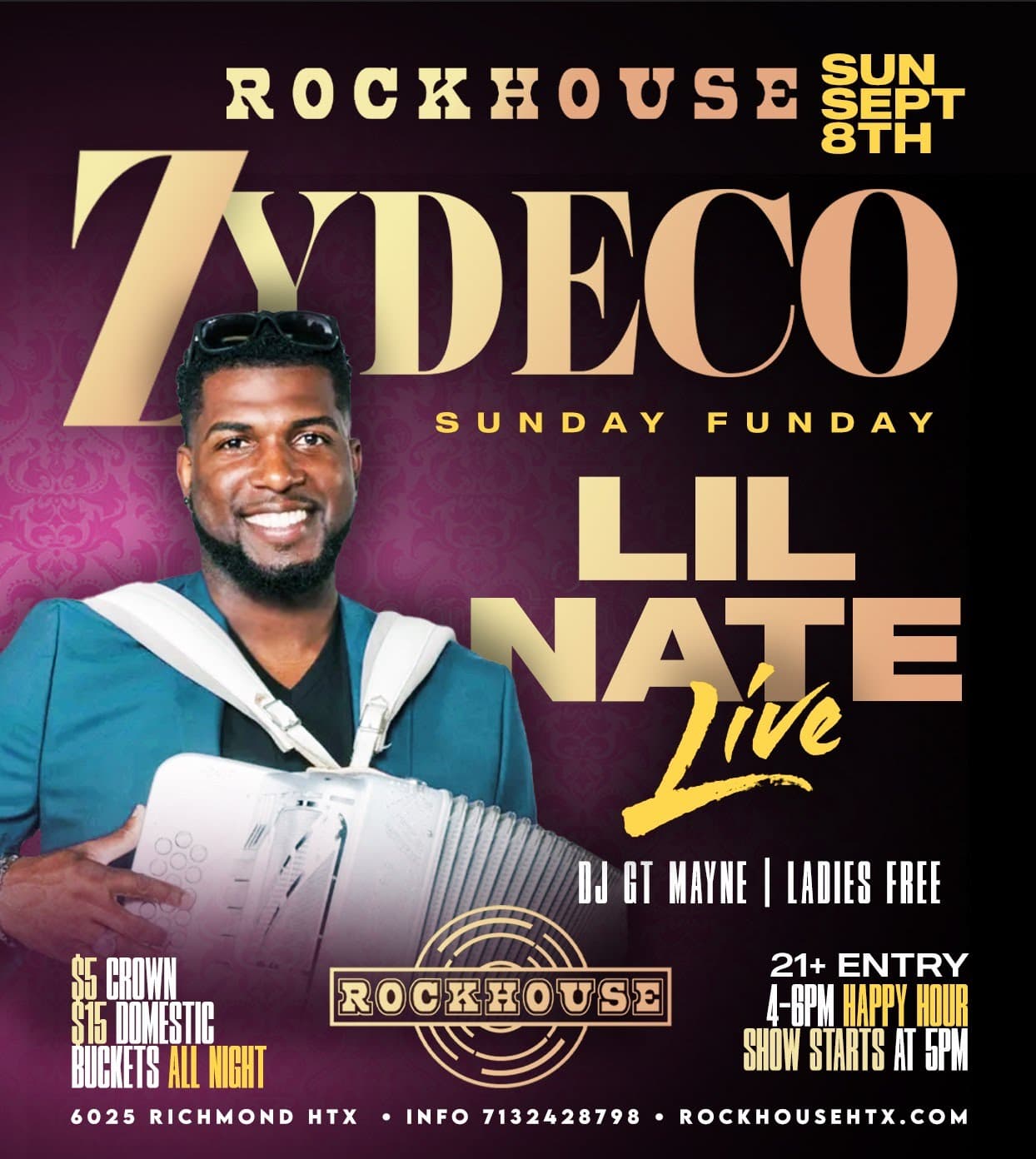 Zydeco Sunday Funday @ RockHouse — poster 1