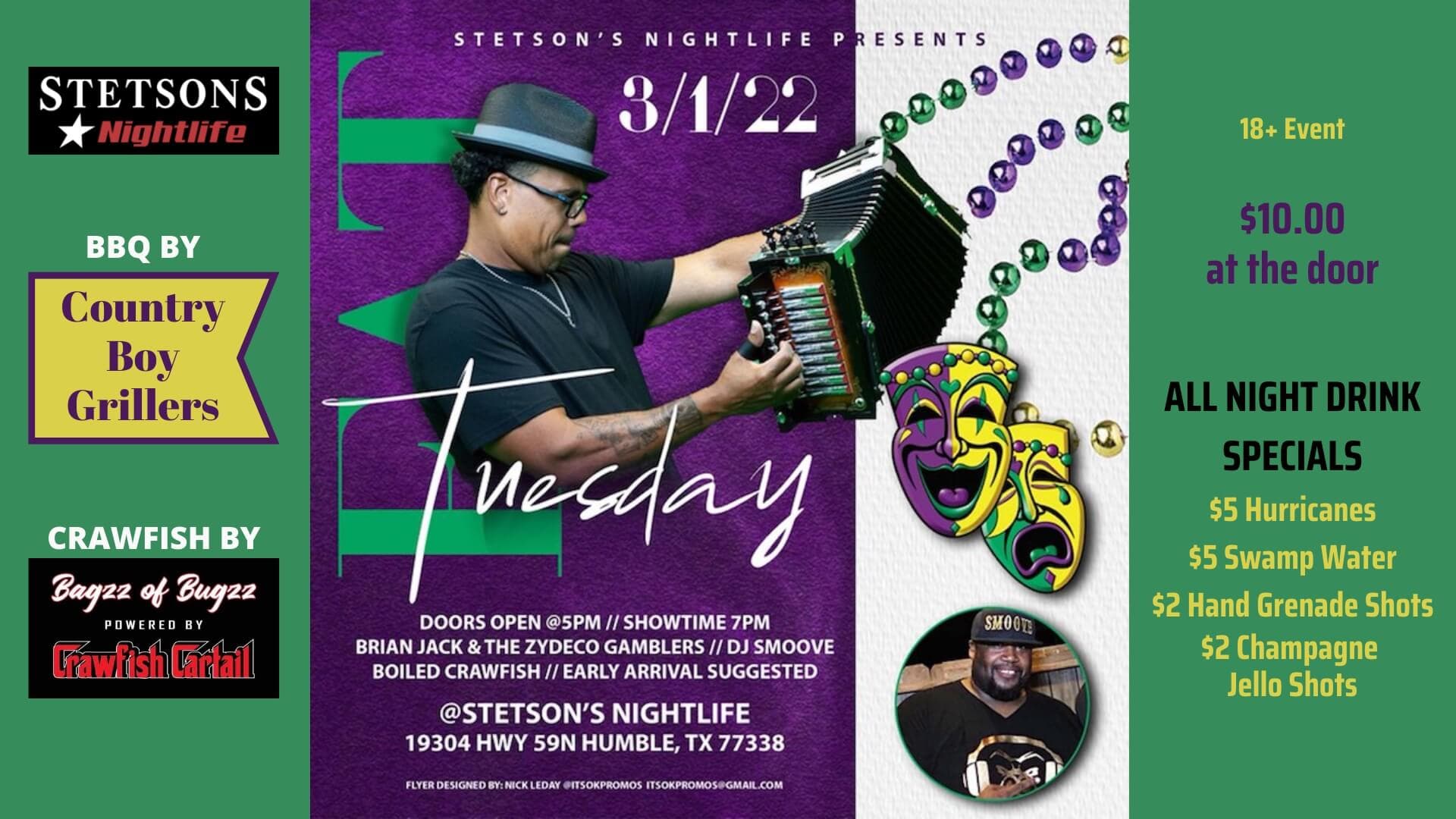 Stetson's Nightlife presents Fat Tuesday — poster 1