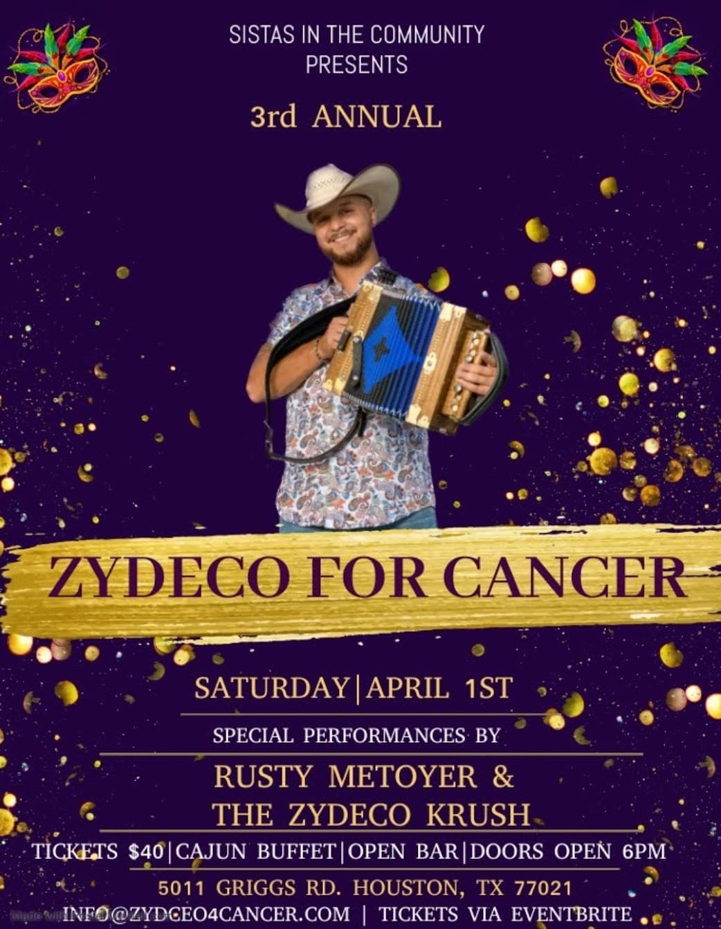 Sistas In The Community Presents - 3rd Annual Zydeco For Cancer — poster 1