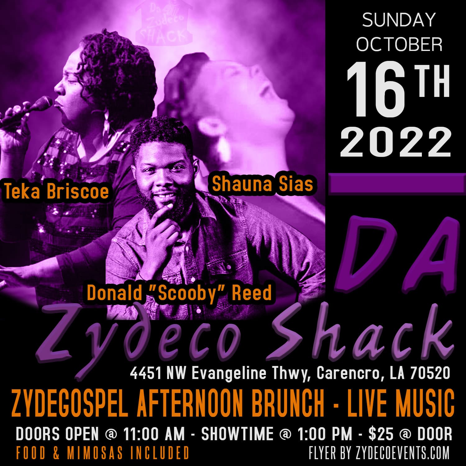 ZydeGospel Afternoon Brunch - LIVE @ Da Zydeco Shack — poster 1