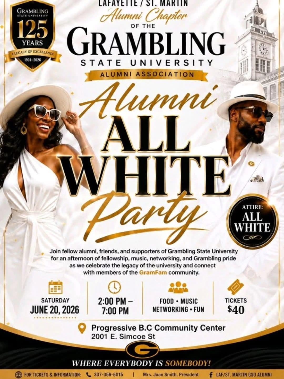 2026 Grambling State University Alumni Association All White Attire Party — poster 1