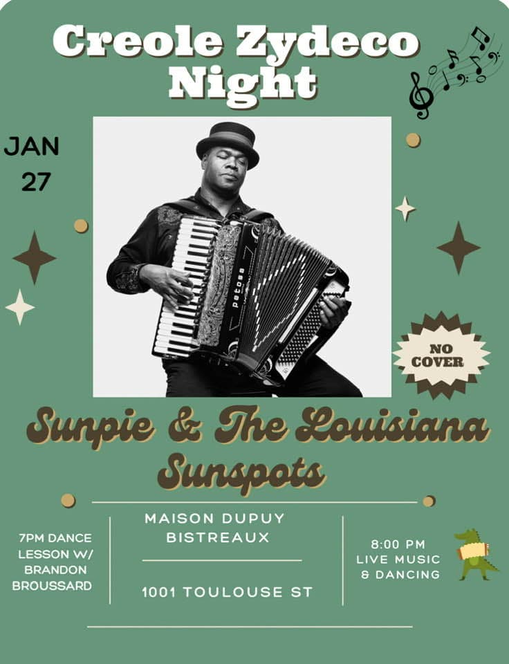 Creole Zydeco Night @ Maison Dupuy Bistreaux — poster 1